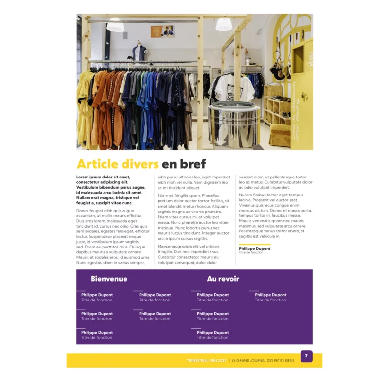 Journal interne périodique pour Les Petits Riens
