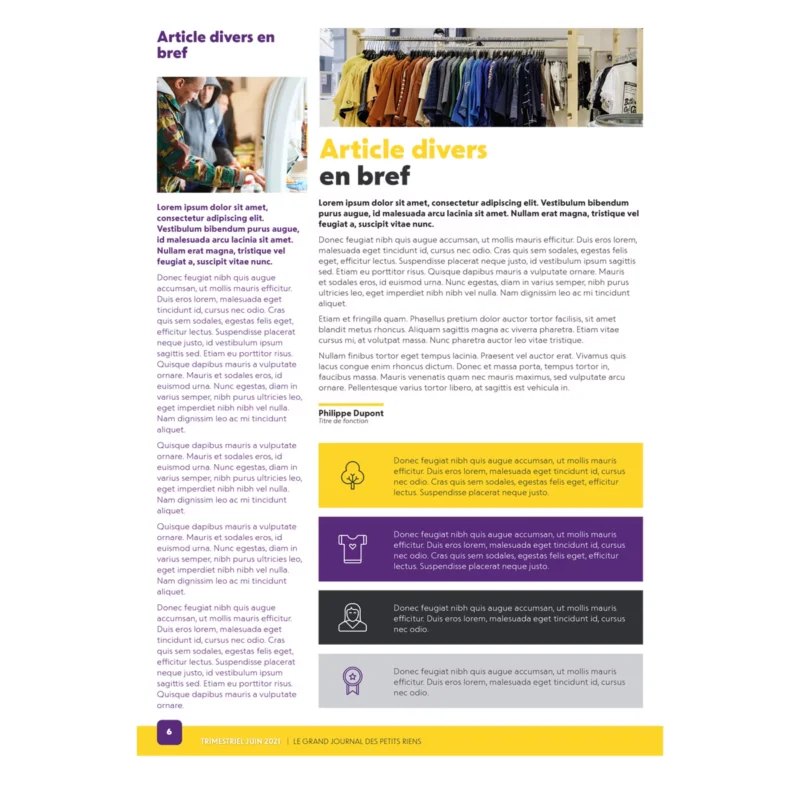 Journal interne périodique pour Les Petits Riens
