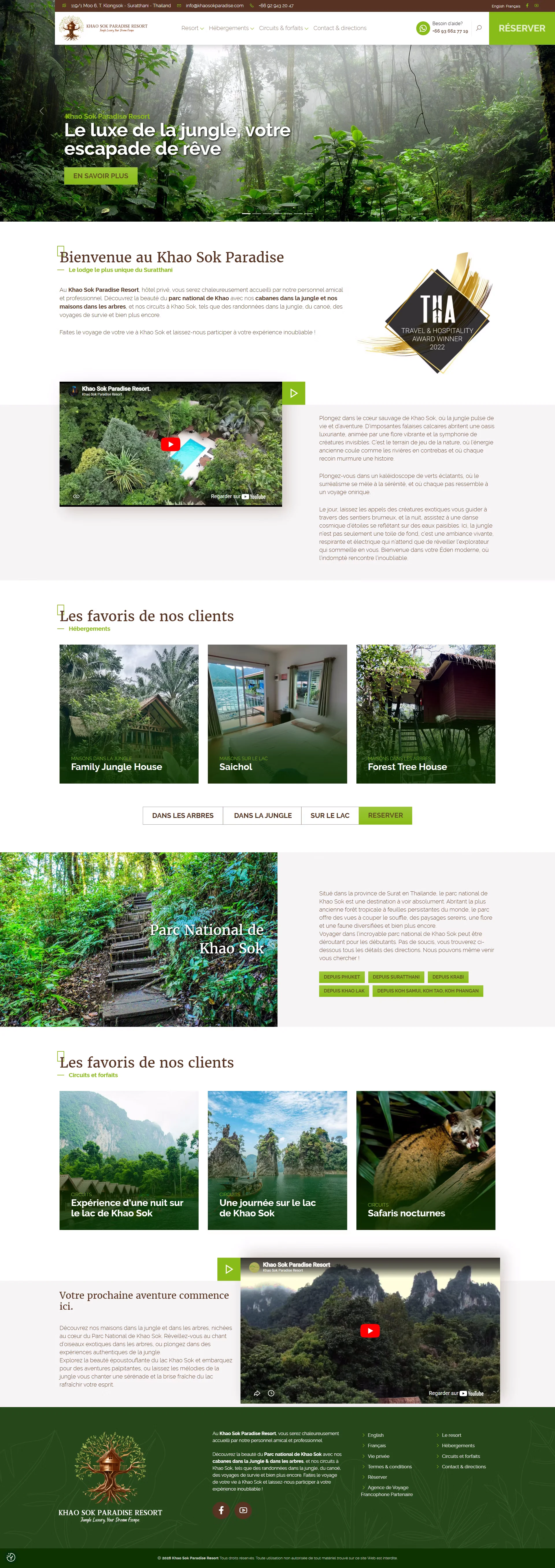 Website for a hotel in Khaosok, Thailand