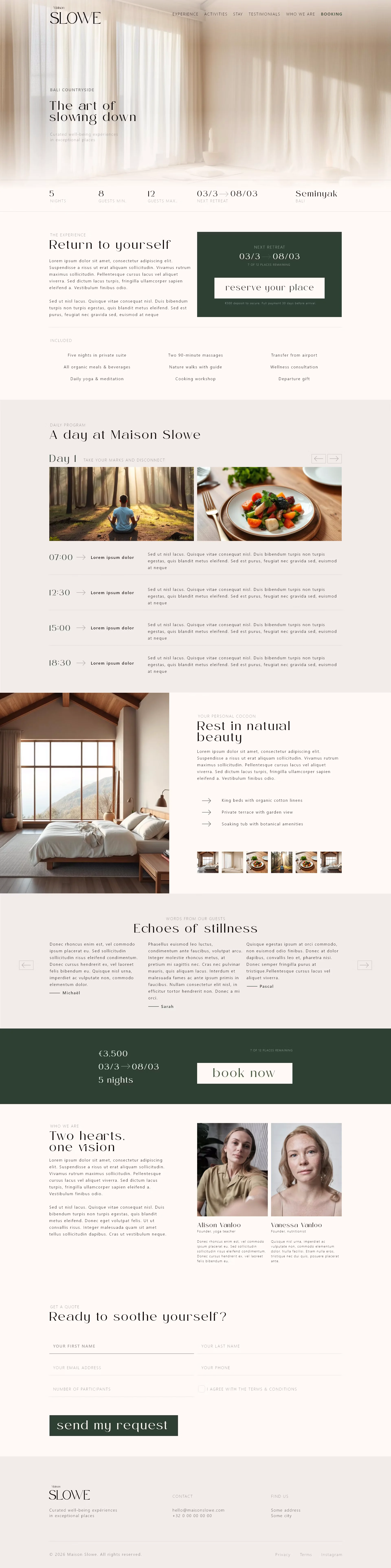 Site pour un organisateur de séjour yoga & relaxation haut de gamme